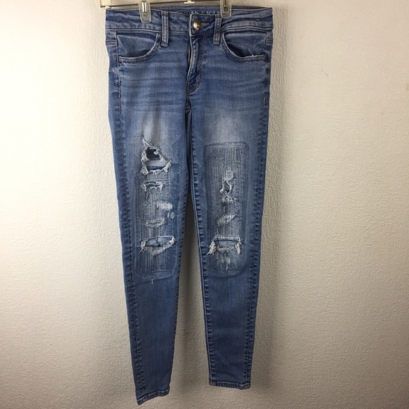 AEO American Eagle Distressed Skinny Jegging 0 - Picture 1 of 8
